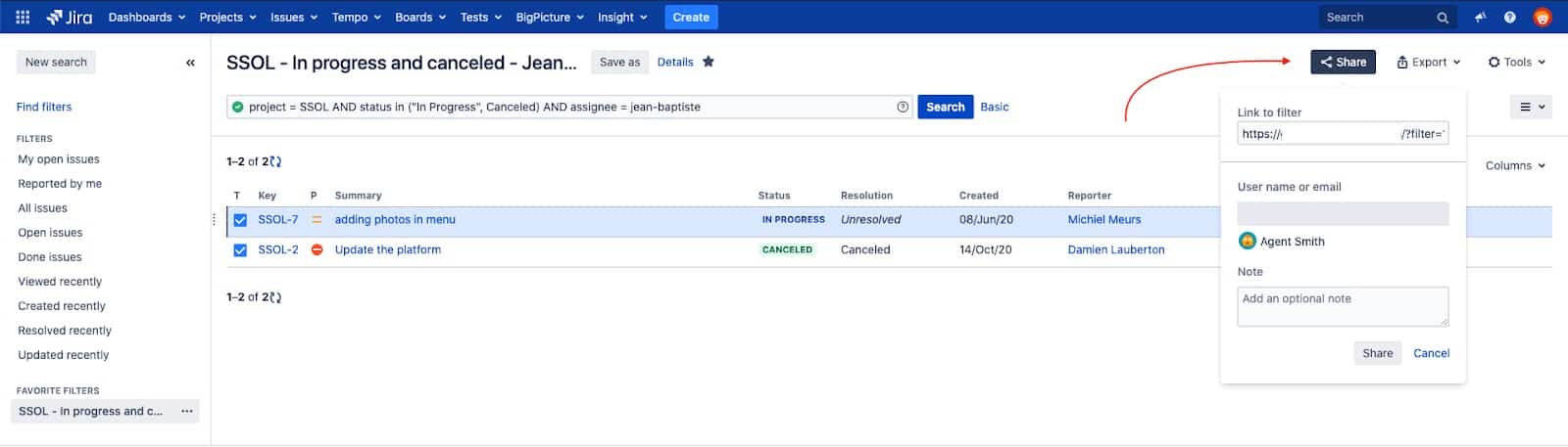 who can share filters in jira 