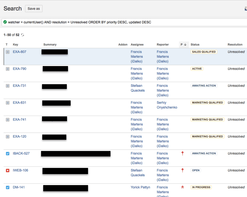 jira find watched issues