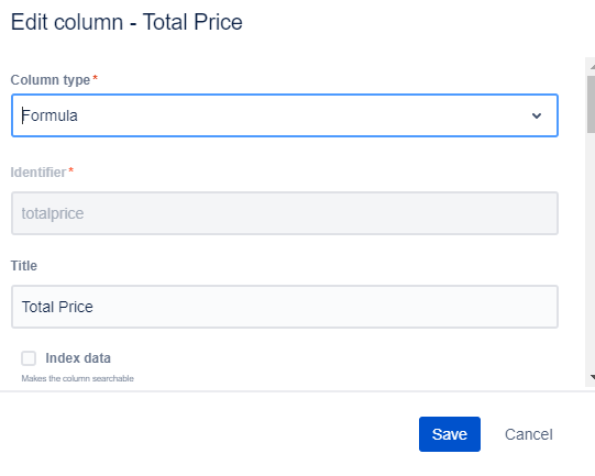 Using Formulae column type