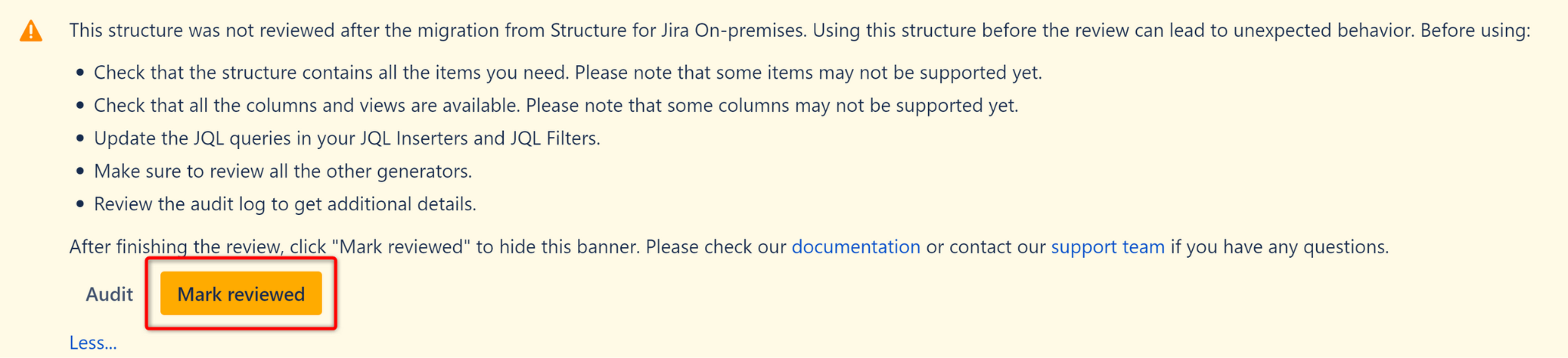 review migrated structure