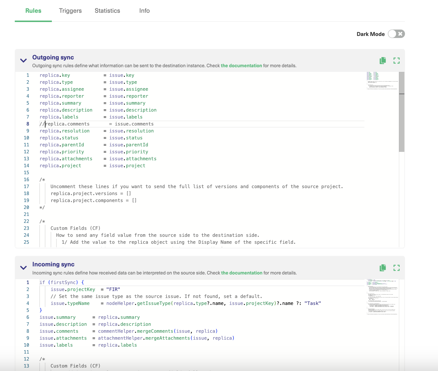 Jira sync rules scripts 